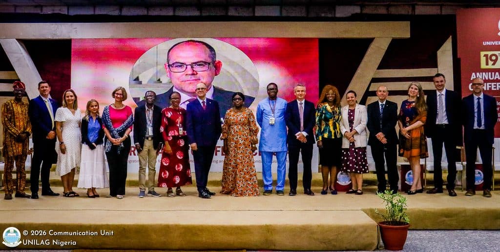 19th UNILAG Annual Research Conference: Provost Nick Vaughan-Williams and Deputy Vice-Chancellor Prof. Muyiwa Falaiye